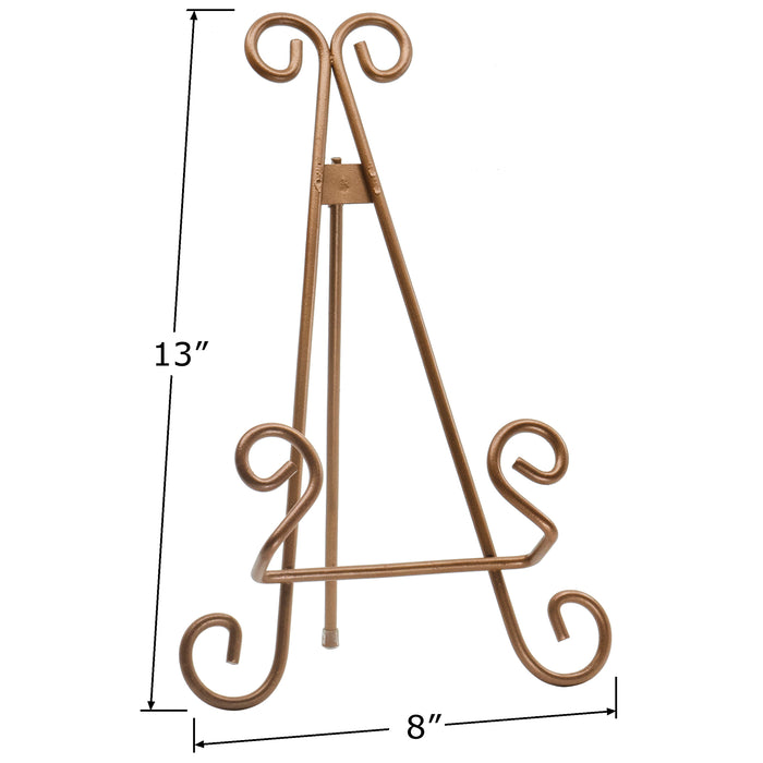 Red Co. Decorative Curved Plate Stand and Art Holder Easel in Copper Finish - 13"