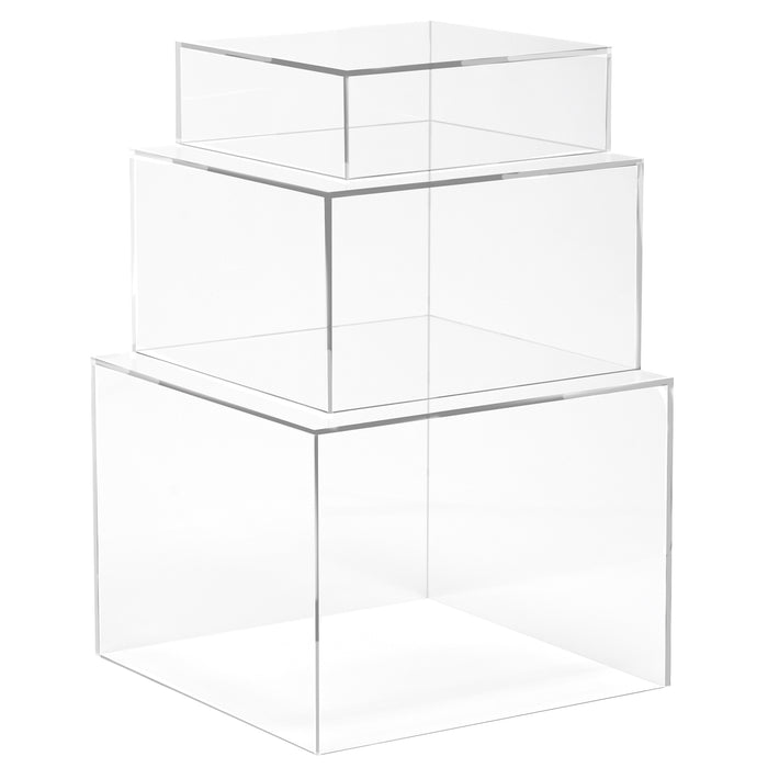 Set of 3 Acrylic Cube Display Nesting Risers with Hollow Bottoms