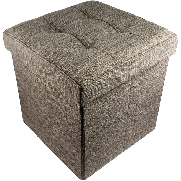 Red Co. Folding Cube Storage Ottoman with Padded Seat, 15" x 15"