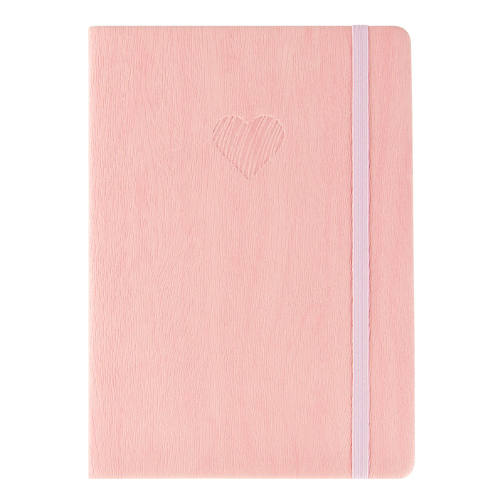 Red Co. Journal with Embossed Heart, 240 Pages, 5"x 7" Lined, Pink