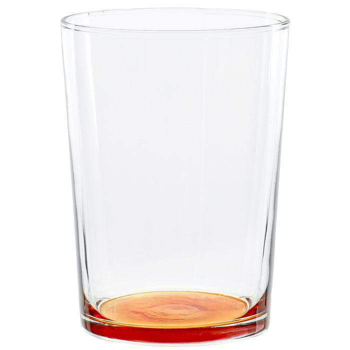 Large Rocks Clear Multi Colored Base Drinking Glass for Water, Juice, Beer, Whiskey, and Cocktails, 16 Ounce - Set of 6