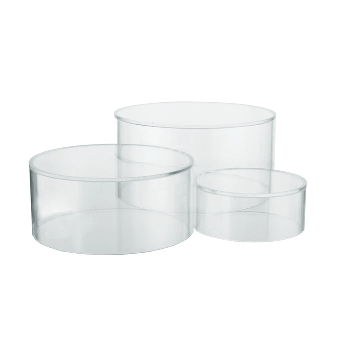 Red Co. Crystal Clear Acrylic Round Cylinder Display Nesting Riser Stands with Hollow Bottoms | Transparent - 3-Pack