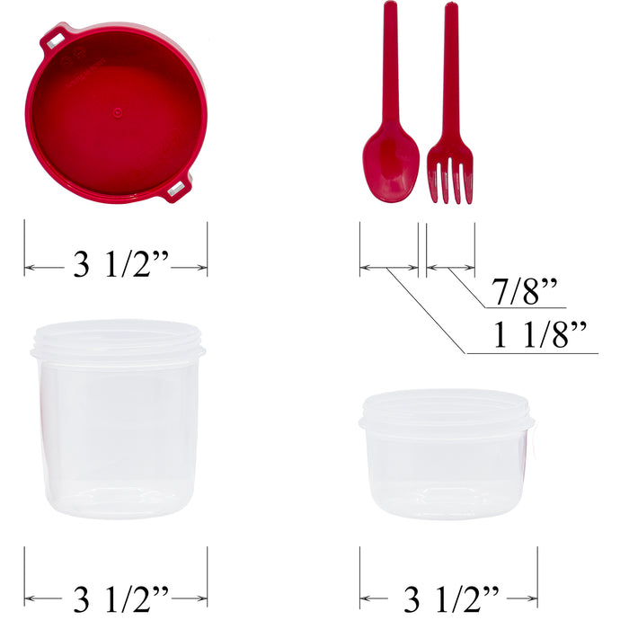 Red Co. Set of 4 Breakfast On the Go 21.9 Oz Reusable Overnight Oats Containers with Spoon & Fork – Pink, Yellow, Green, Red
