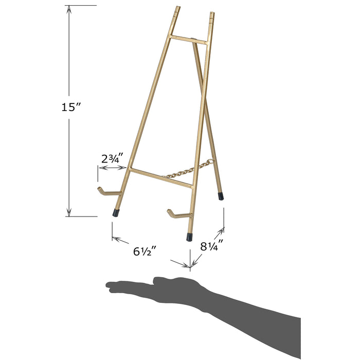 Red Co. 15” Tall Modern Metal Tripod Plate Stand and Art Holder Easel, Gold