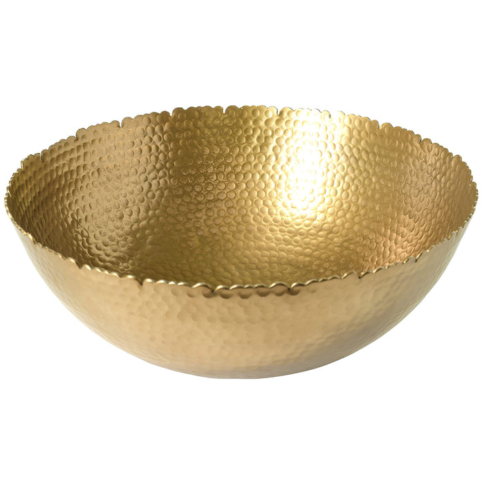 Red Co. Antique Style Tabletop Gold Textured Centerpiece Round Serving Platter Tray Catch-All Dish - 13 Inches Dia, for Dining Living Room Home Décor