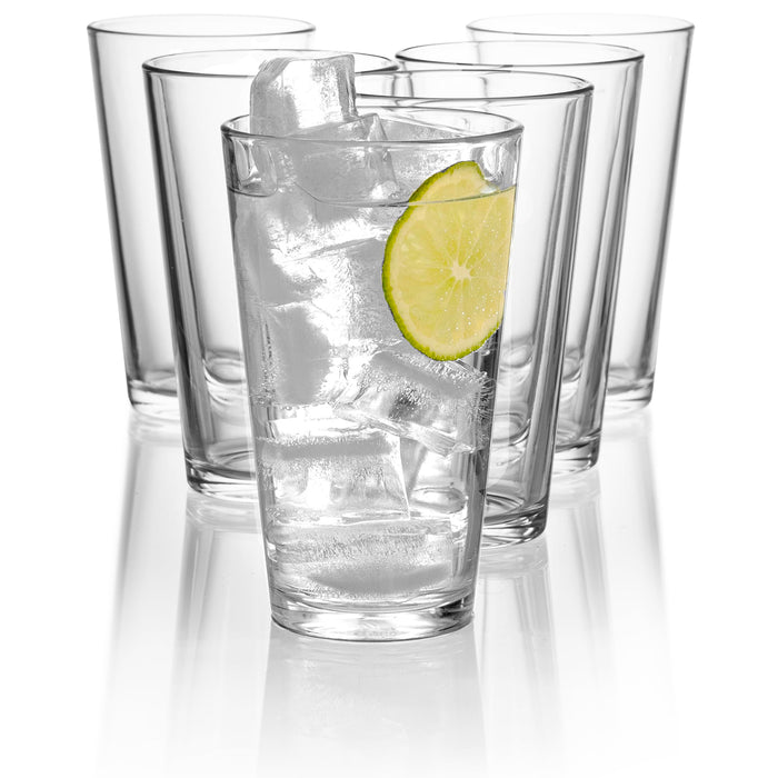 Red Co. Set of 6 Clear Glass 16 Fl Oz Drinking Glassware Beverage Tumblers