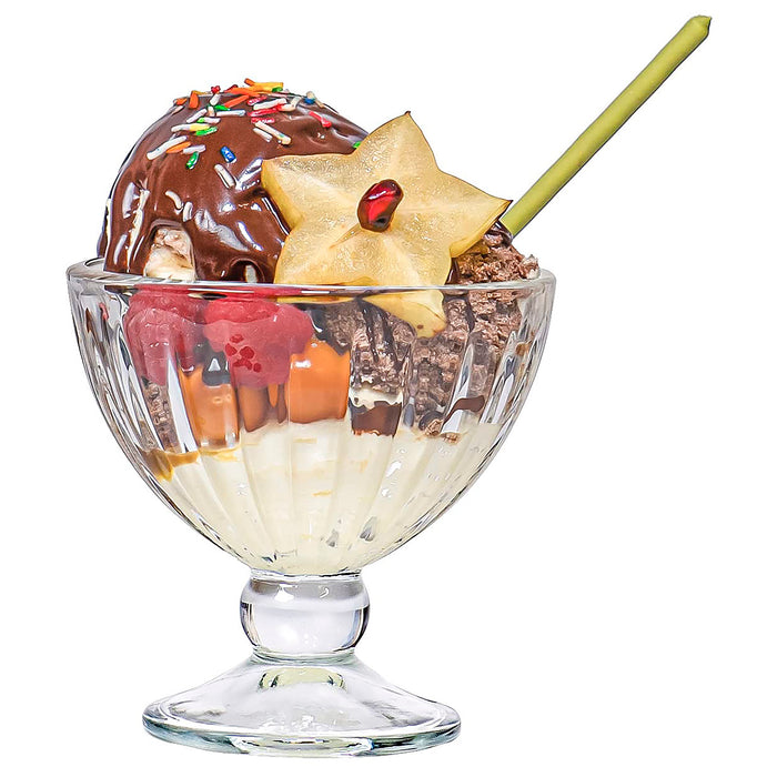 Red Co. Classic Footed Dessert Cups, Premium Crystal Clear Glass Ice Cream Bowls - Perfect for Parfait Fruit Salad or Pudding, Set of 6, 9 OZ