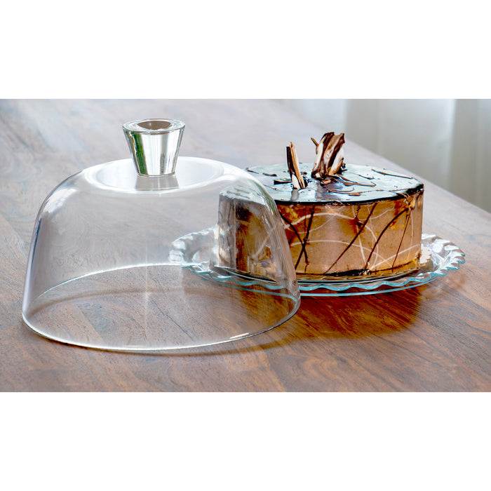 Red Co. 9” Dia Clear Glass Dessert Serving Display Cake Plate Stand with Dome Lid