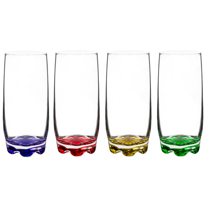 Red Co. Vibrant Splash Water, Beverage Highball Glasses, 13.25 Ounce - Set of 4
