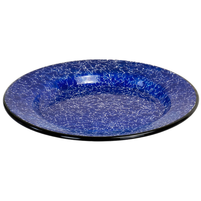 Red Co. Set of 4 Enamelware Metal Classic 8" Round Salad Plate, Navy Blue Marble/Black Rim - Splatter Design