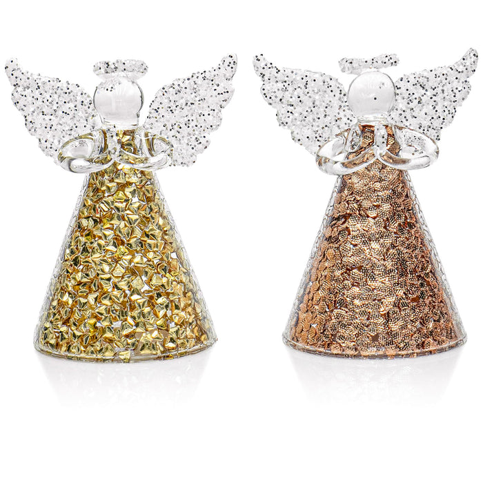 Red Co. Set of 12 Glass 3.5" Praying Holy Angel Figurines, Hanging Christmas Tree Ornaments