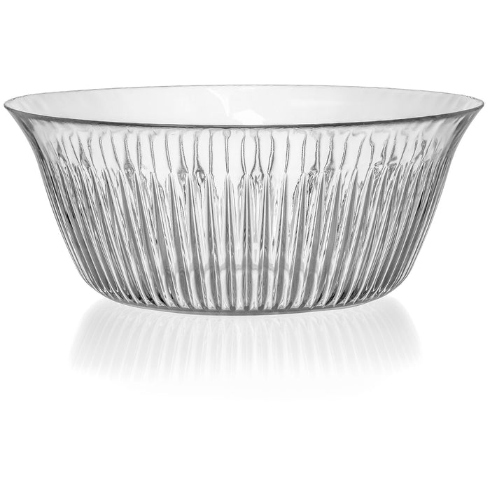 Red Co. 9.5” Round Traditional Cut Glass 86 Fl Oz Sculpted Ribbed Serving Bowl, Clear