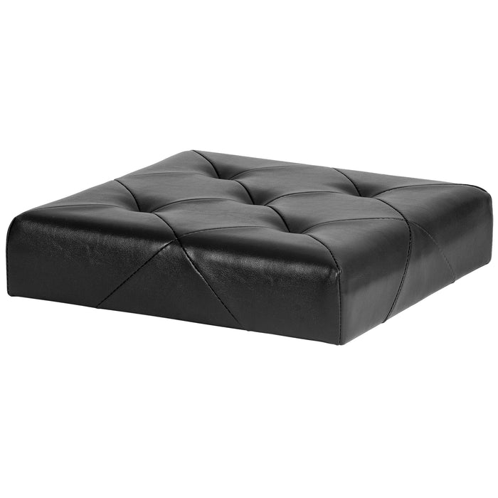 Red Co. Faux Leather Folding Cube Storage Ottoman with Padded Seat, 15" x 15" - Black