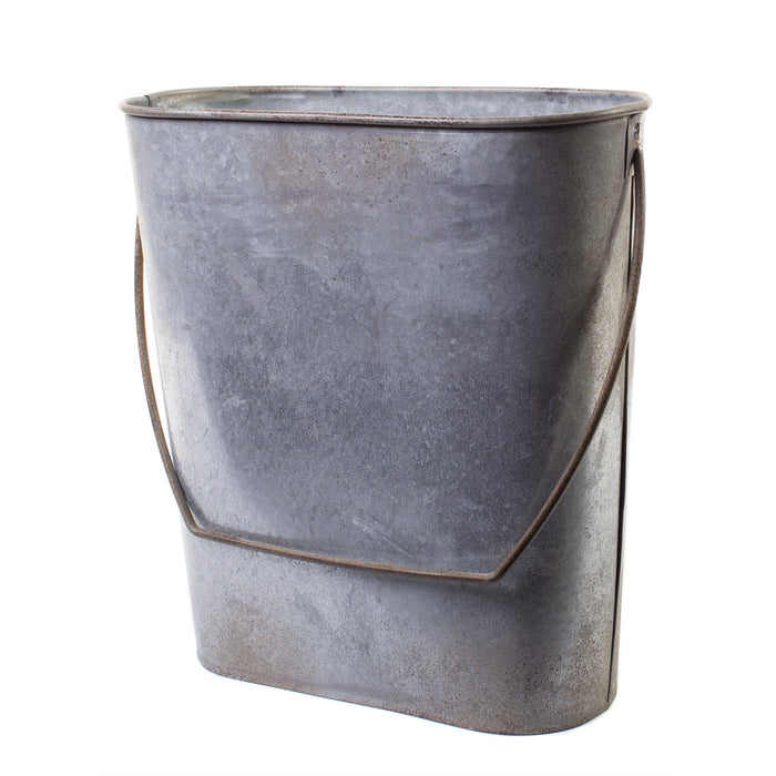 Red Co. 10” Tall Farmhouse Galvanized Tin Metal Hanging Bucket with Hoop Handle, Brushed Grey
