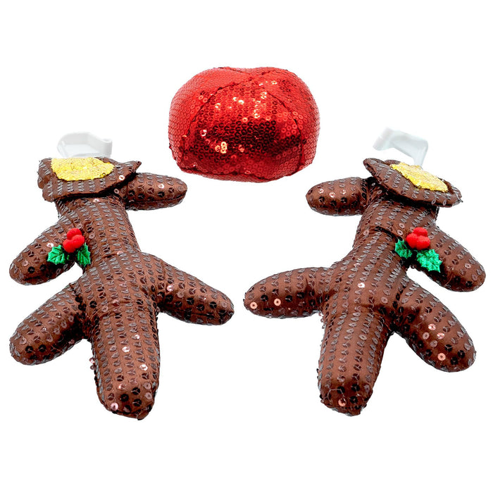 Red Co. 16” Sequined Reindeer Antlers & Nose Christmas Car Costume Kit, Dark Brown
