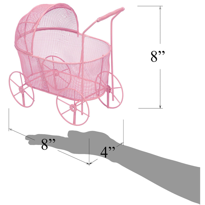 Red Co. Adorable Baby Shower Centerpiece, Decorative Stroller Carriage Basket, Pink, 8-inch