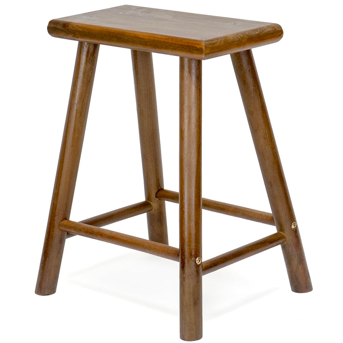 Red Co. 17” Tall Decorative Rectangular Top Rubberwood Stool Display Plant Stand Table, Brown