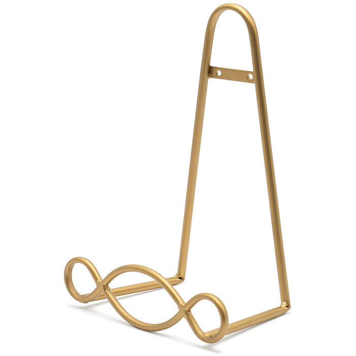 Red Co. Easel Display Rack Stand for Decorative Home Wall, Unique Loop Design, 8" W × 5" D × 11" H, Gold