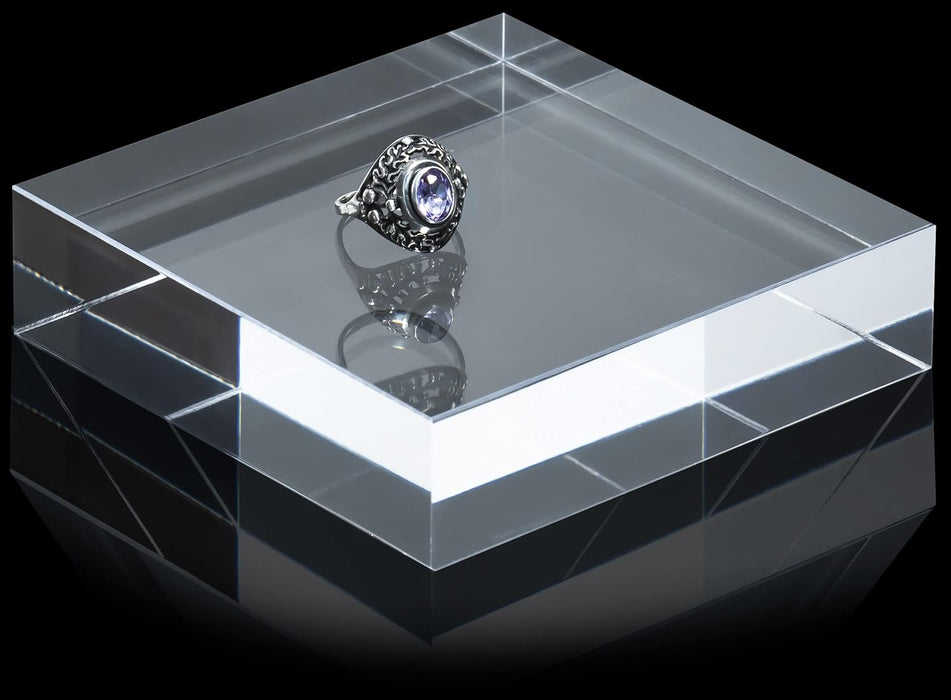 Red Co. Crystal Clear Polished Solid Acrylic Cube Jewelry Display Stand Pedestal Riser, 1” X 4” x 4”