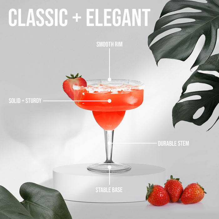Red Co. Set of 12 Heavy Duty Classic Clear Acrylic 15 Fl Oz Outdoor Margarita Glasses