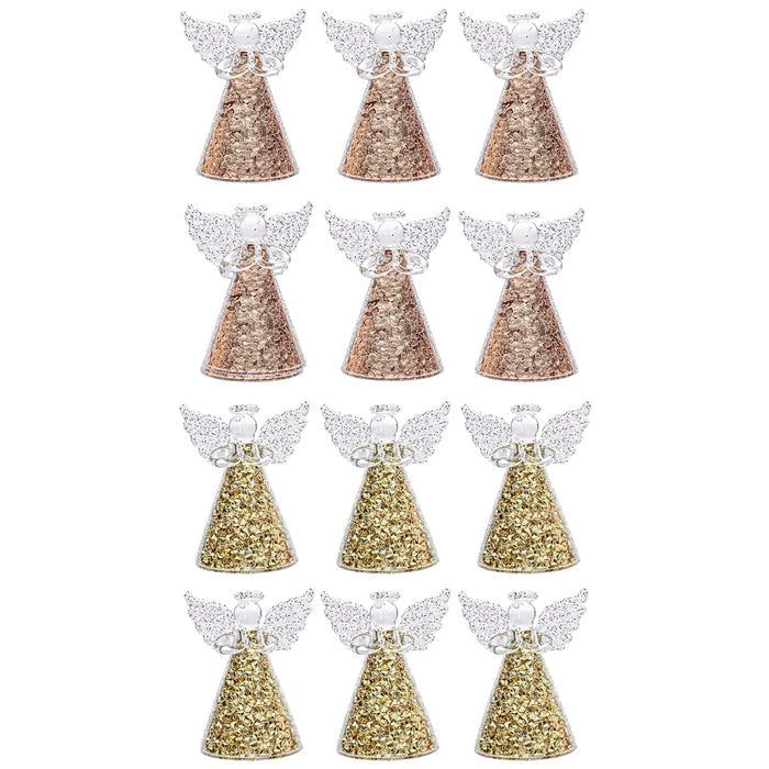Red Co. Set of 12 Glass 3.5" Praying Holy Angel Figurines, Hanging Christmas Tree Ornaments