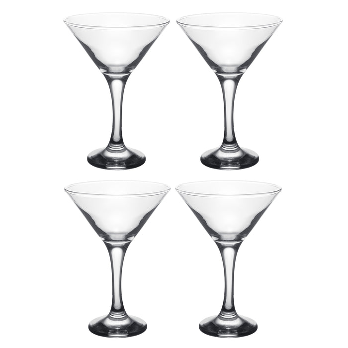 Red Co. Set of 4 Clear Glass Barware, Classic Long Stemmed Martini Cocktail Glasses, 6 oz