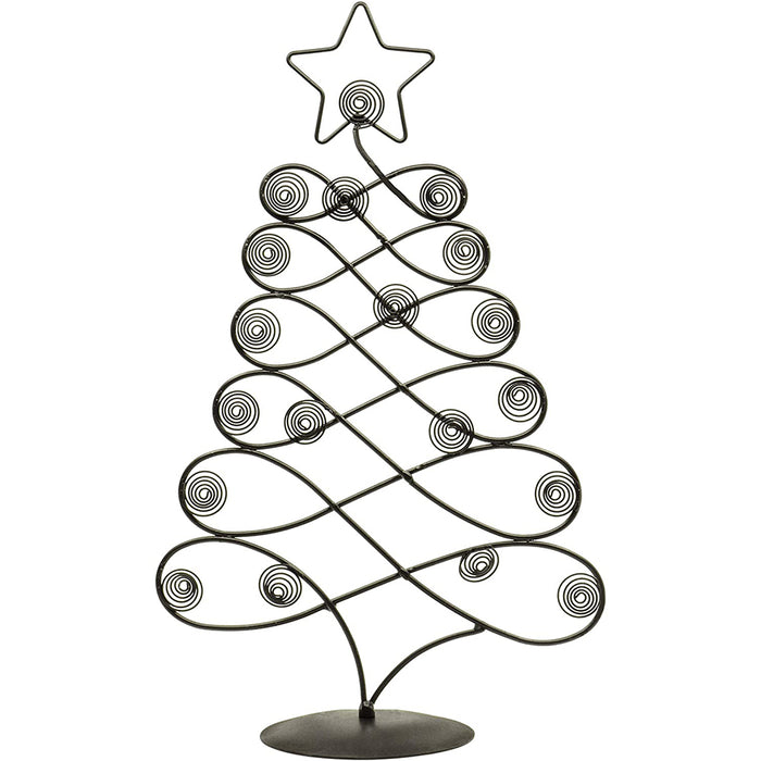 Red Co. 17.5" H Decorative Tabletop Display Christmas Tree Card & Photo Holder Rack in Black Finish