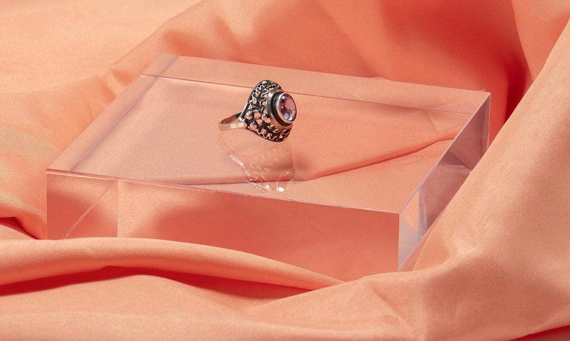 Red Co. Crystal Clear Polished Solid Acrylic Cube Jewelry Display Stand Pedestal Riser, 1” X 4” x 4”