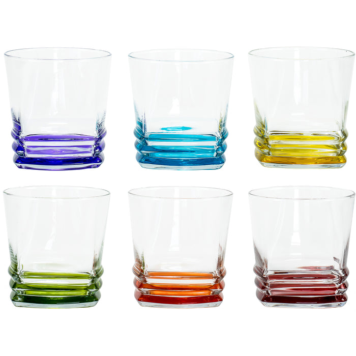 Red Co. Multicolor Double Old Fashioned Rocks Glasses, 10 Ounce, Set of 6