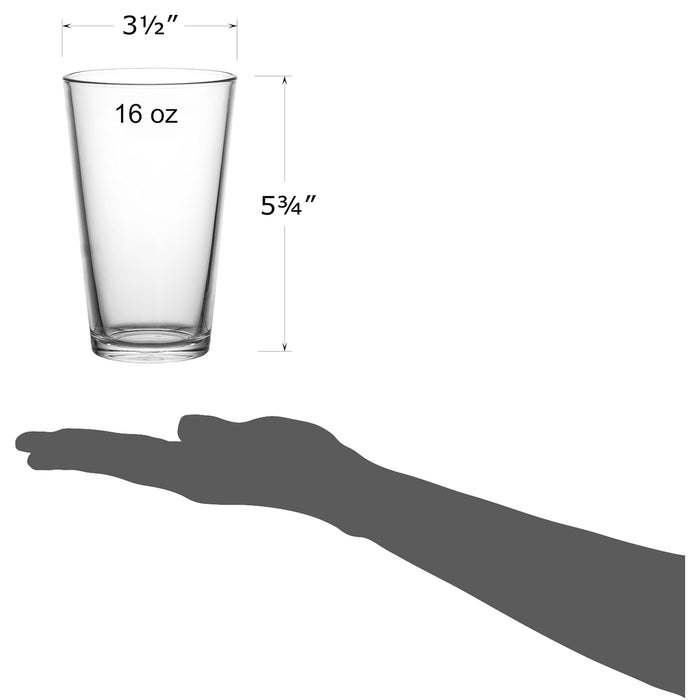 Red Co. Set of 6 Clear Glass 16 Fl Oz Drinking Glassware Beverage Tumblers