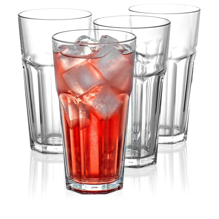 Red Co. Set of 4 Clear Glass 22 Fl Oz Drinking Highball Tumblers for Water, Juice, Beer, Cocktails