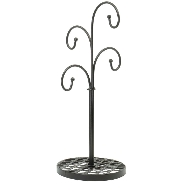 Red Co. Curved Tree 4 Arm Metal Kitchen Stand Cups and Mugs Holder in Black Finish - 16"