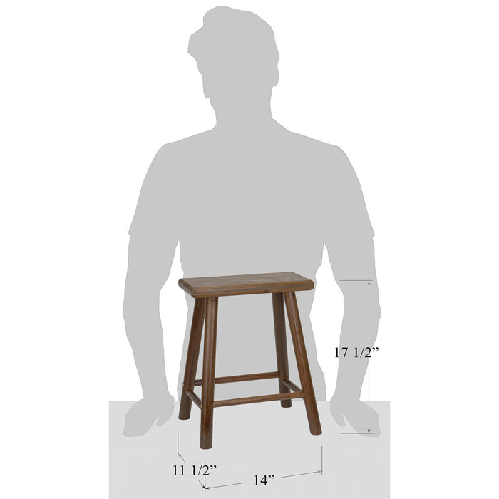 Red Co. 17” Tall Decorative Rectangular Top Rubberwood Stool Display Plant Stand Table, Brown