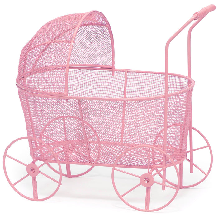 Red Co. Adorable Baby Shower Centerpiece, Decorative Stroller Carriage Basket, Pink, 8-inch