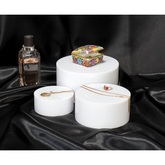 Red Co. Set of 3 Sizes Acrylic Round Cylinder Display Nesting Riser Stands with Hollow Bottoms