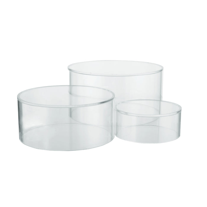 Red Co. Set of 3 Sizes Acrylic Round Cylinder Display Nesting Riser Stands with Hollow Bottoms