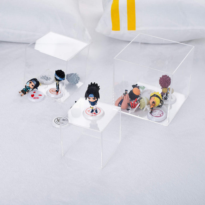 Red Co. Set of 3 Crystal Clear Acrylic Cube Display Nesting Riser Stands with Hollow Bottoms | Transparent