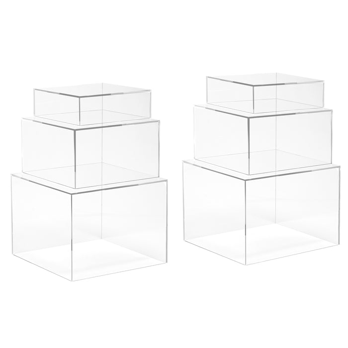 Red Co. Set of 3 Acrylic Cube Display Nesting Risers with Hollow Bottoms