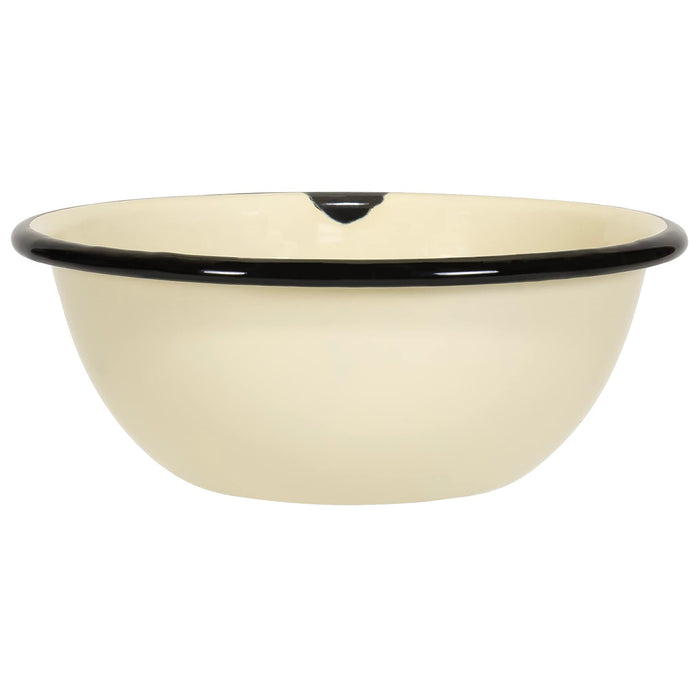 Red Co. Set of 4 Enamelware Metal Classic 20 oz Round Cereal Bowl, Distressed/Black Rim