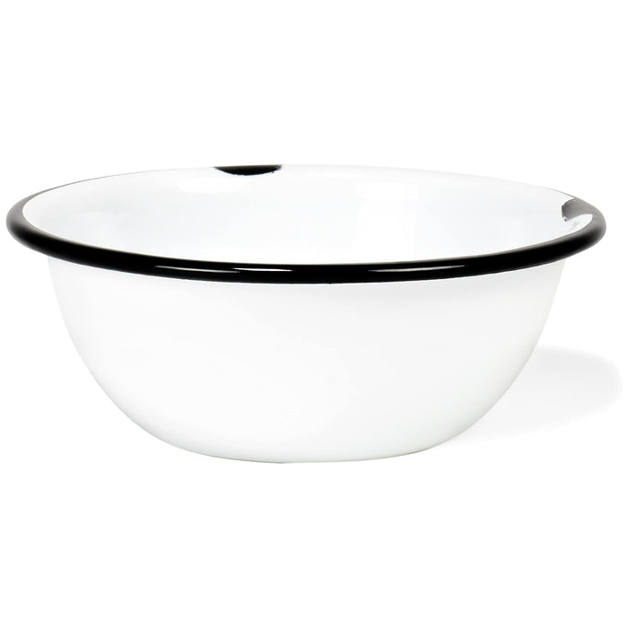 Red Co. Set of 4 Enamelware Metal Classic 20 oz Round Cereal Bowl, Distressed/Black Rim