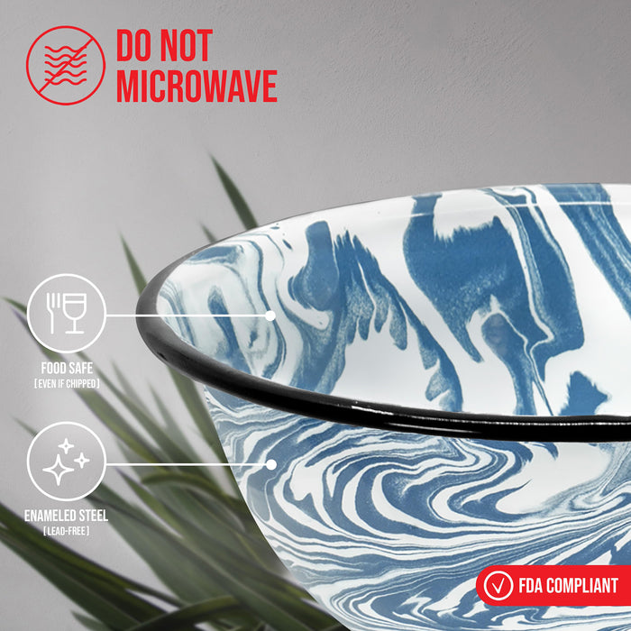 Red Co. Set of 4 Enamelware Metal Classic 20 oz Round Cereal Bowl, Swirl Design