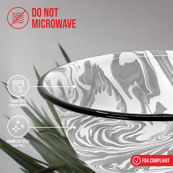 Red Co. Set of 4 Enamelware Metal Classic 20 oz Round Cereal Bowl, Swirl Design