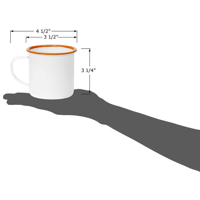 Red Co. Set of 6 Enamelware Metal Medium Classic 12 Oz Round Coffee and Tea Mug with Handle, Solid White/Color Rim