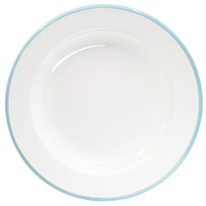 Red Co. Set of 4 Enamelware Metal Classic 8" Round Salad Plate, Solid White/Color Rim