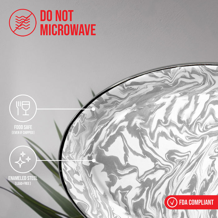 Red Co. Enamelware Metal Classic 13 inch Serving Oval Tray Platter, Swirl Design