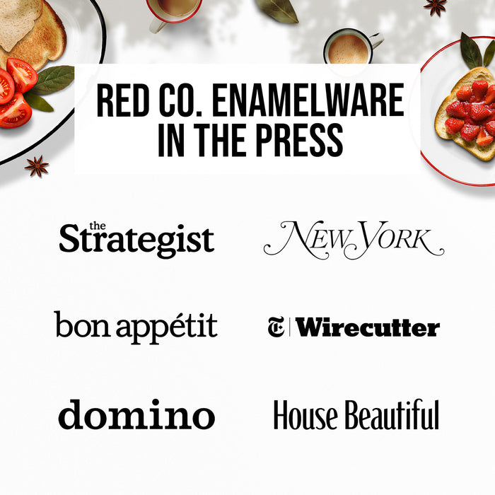 Red Co. 16-Piece Enamelware Metal Dinnerware Set for 4, White/Color Rim