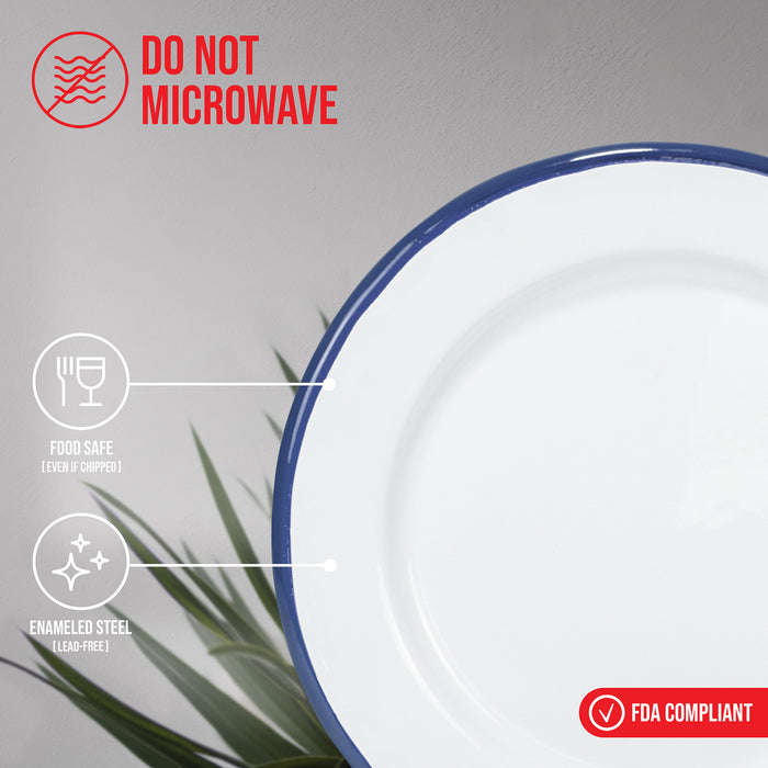 Red Co. 16-Piece Enamelware Metal Dinnerware Set for 4, White/Color Rim