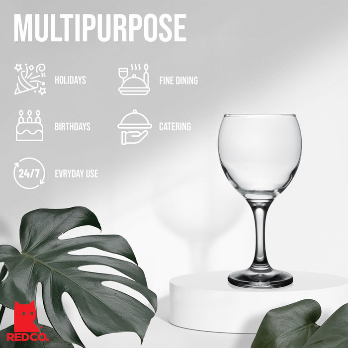 Classic Crystal Clear Stemmed White Wine Glass, 8 Ounce - Set of 6