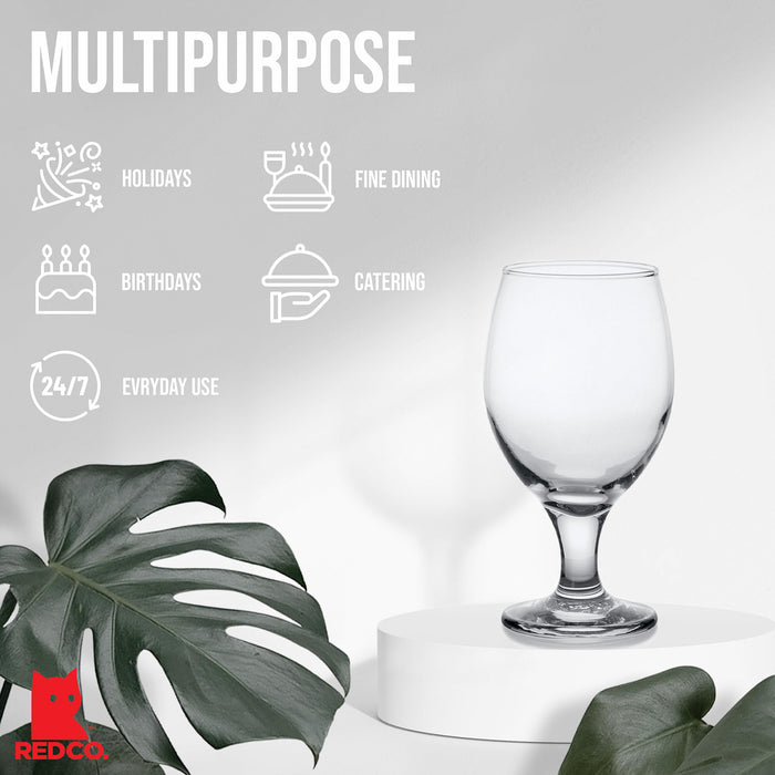 Red Co. Belluno Classic Clear Glasses for Water, Juice, Liquor - Wine Goblets - Set of 4 (13.5 Ounces)