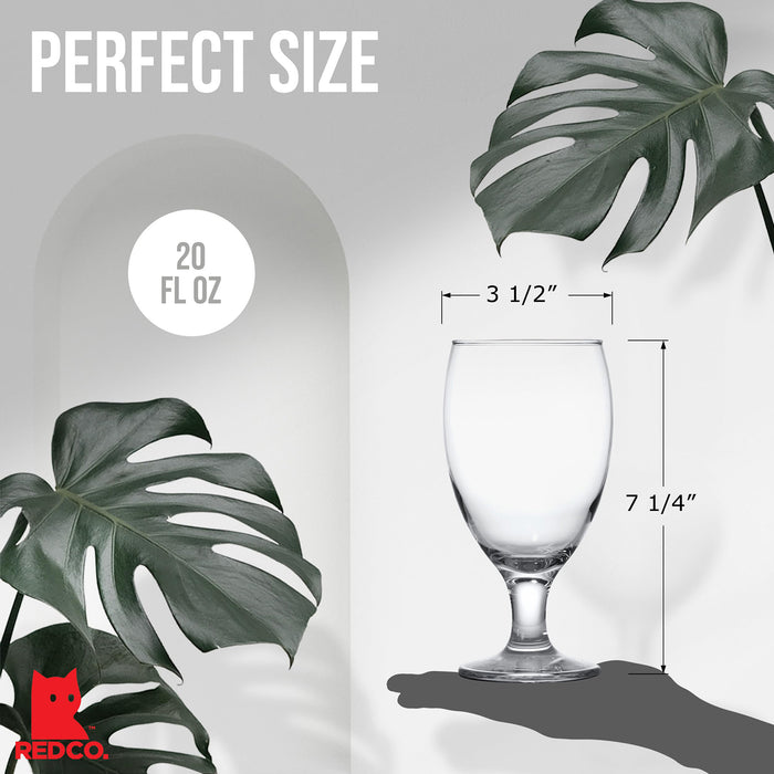 Red Co. Set of 4 Clear 20 Oz Short Stem All Purpose Glass Drinking Goblets